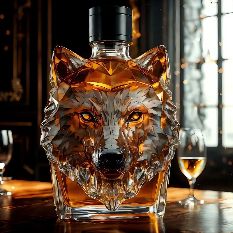 Wine Beer And Spirits - Hoog borosilicaat glazen wolfkopfles creatief gevormde