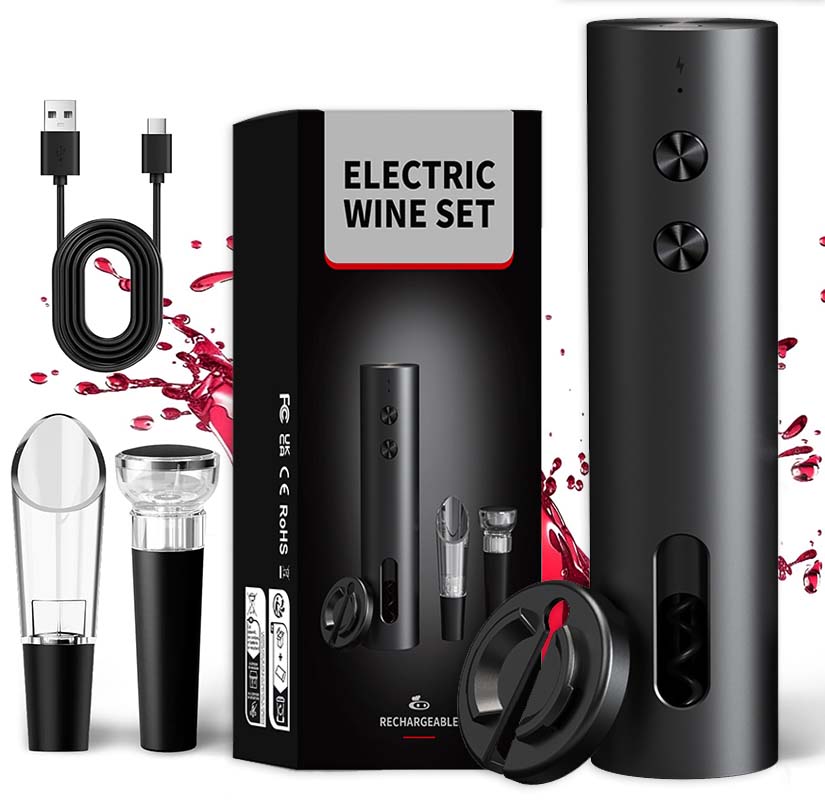 Bottle Stopper Set - 4-in-1 Elektrische Flessenopener Set USB Oplaadbare