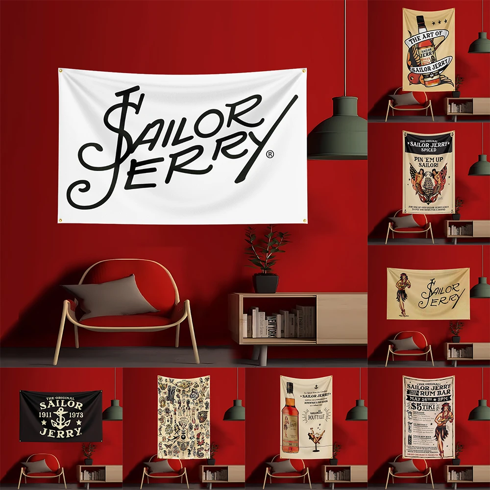 Wine Beer Garden - 90X150CM S-Sailor Jerrys rum Vlag Polyester