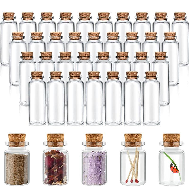 Bottle Stopper Set - 10 Stuks Kleine Glazen Flessen Met