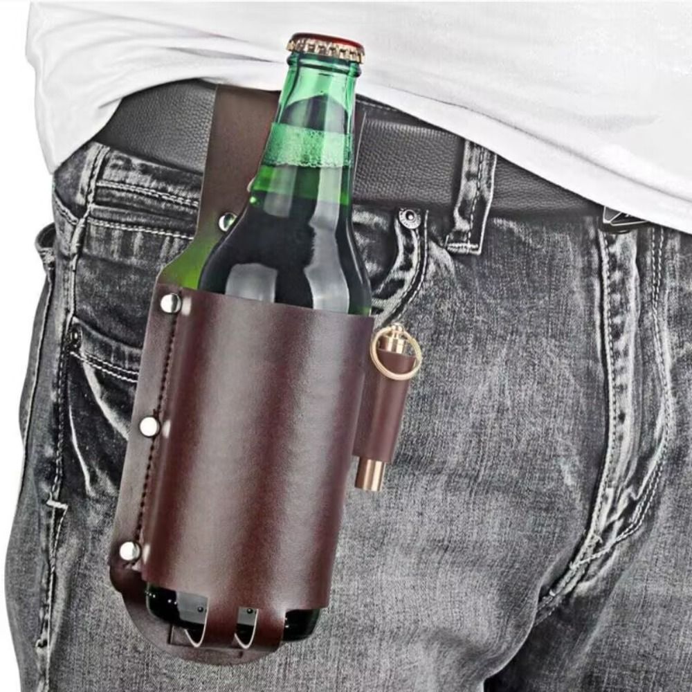 Wine Beer Holder - PU lederen bierfles taille holster taille