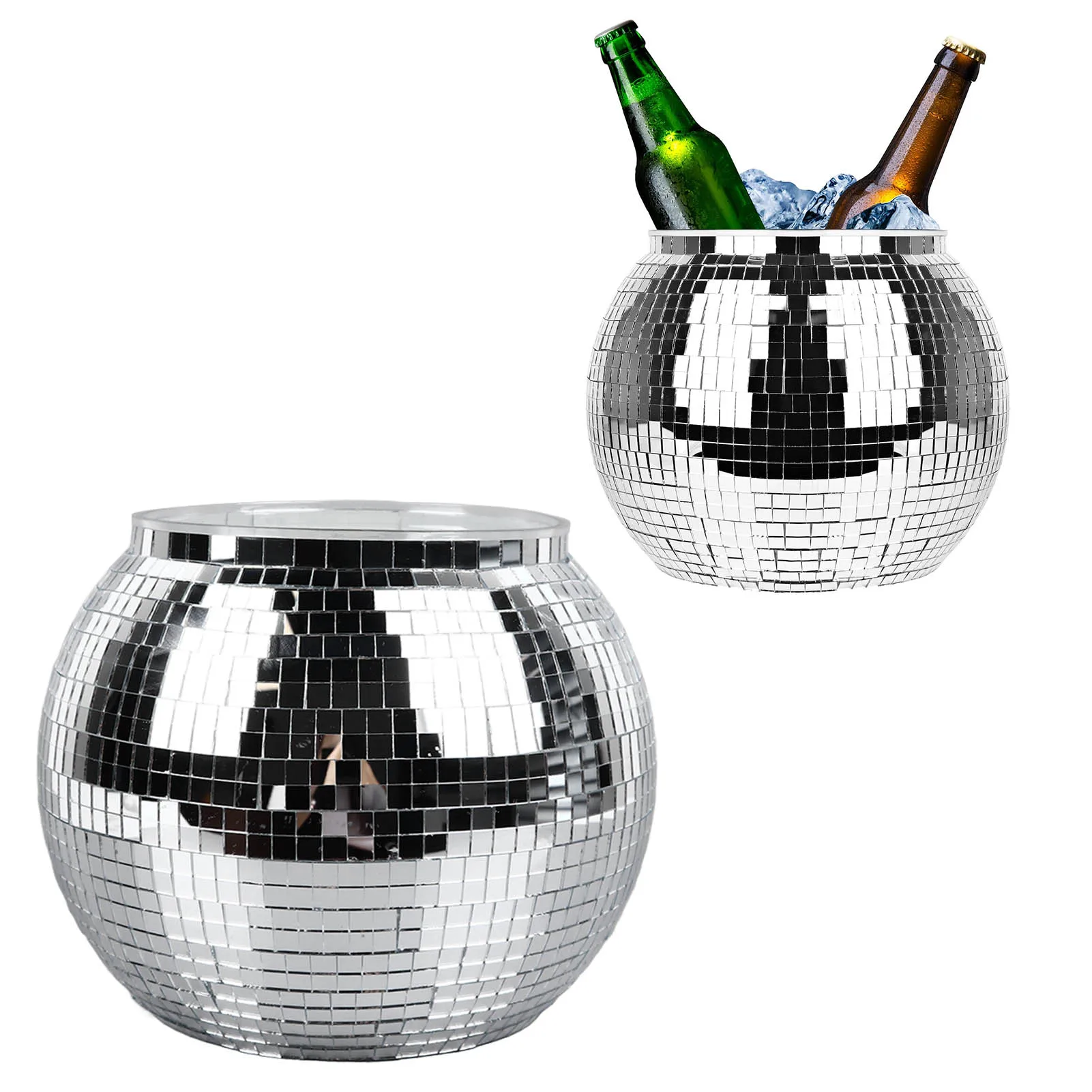 Ice Bucket Silver - Discobal ijsemmer kunststof grote capaciteit feestdrankemmer