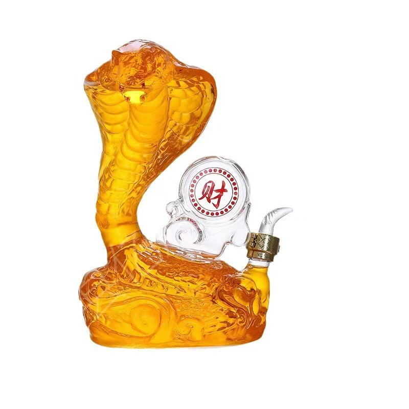 Bottle Stopper Set - Cobra-vormige whiskykaraf, handgeblazen glazen likeurfles met