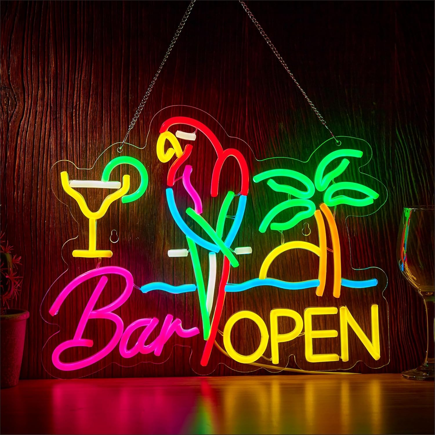 Beer & Wine Jockey Plaza Shopping - Openbare bar neonreclame, wandlamp, USB LED