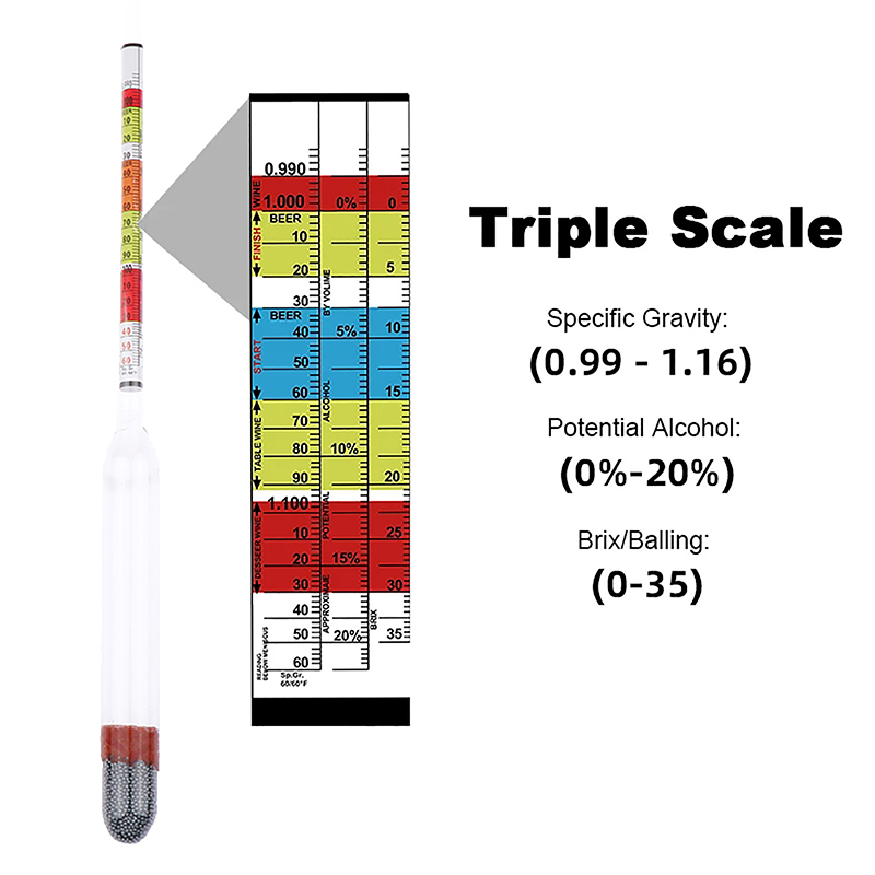 Wine Beer And Cider - Drievoudige Schaal Hydrometer Voor Home Brew