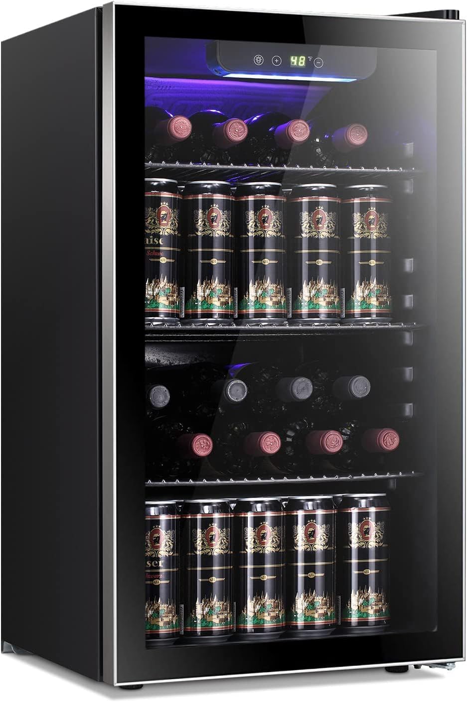 Wine Beer Fridge Cabinet - 26 Flessen 130 Blikjes Wijnkoeler/Kast Drankenkoelkast