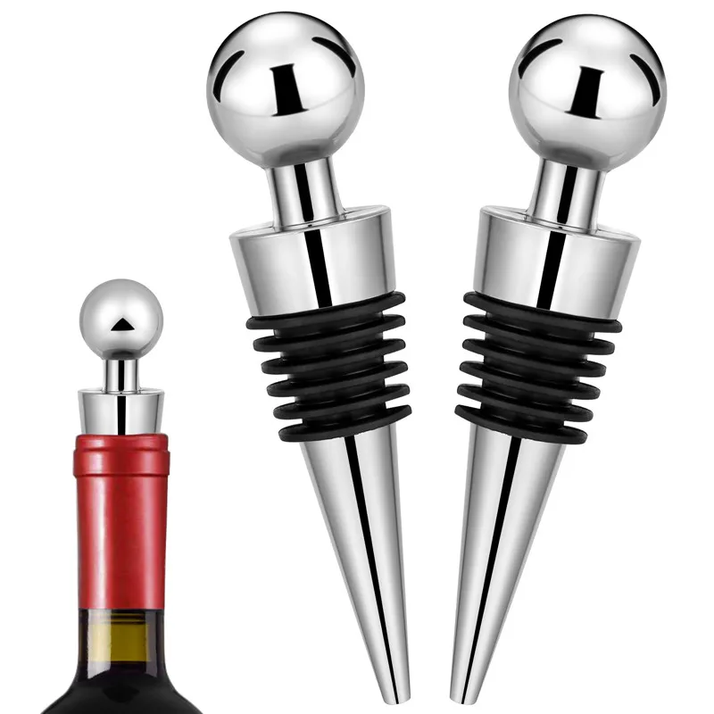 Bottle Stopper Set - 2 stks/set Zilveren Flessenstop Ronde Balvorm